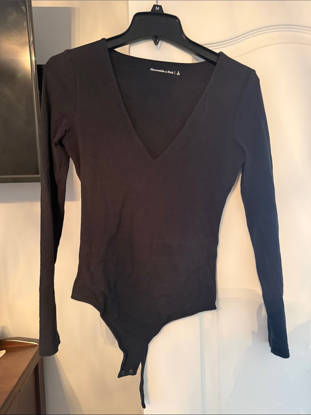Abercrombie & Fitch Black V-Neck Long Sleeve Bodysuit